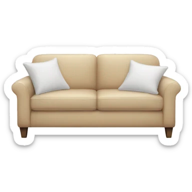 beige couch with white blanket sticker