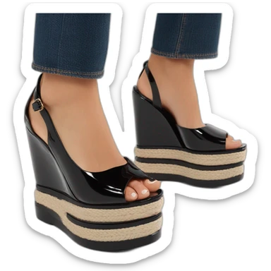 Platform wedges black patent louboutin sandal sticker