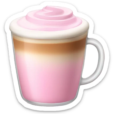 Latte coffee with the pastel pink glass  sticker