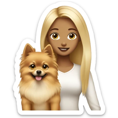 Girl with blonde hair with Pomeranian  sticker