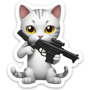 Cat with guns sticker