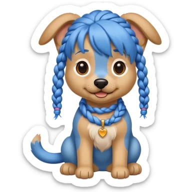 blue braided haired dog sticker