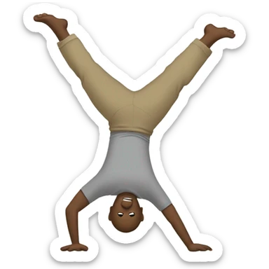 an illustration of a man doing a cartwheel wearing a neutral-colored t-shirt sticker