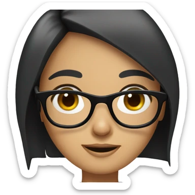 girl with black hair and glasses that just farted sticker