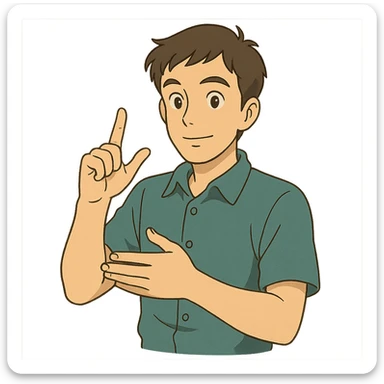 ghibli style man communicating with sign language sticker