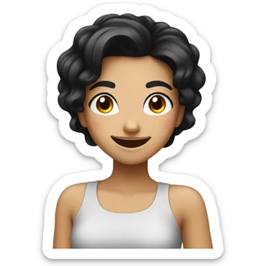 smiling girl with black hair winking sticker
