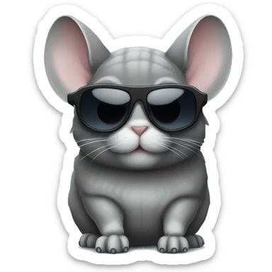 Dark gray chinchilla with sunglasses sticker