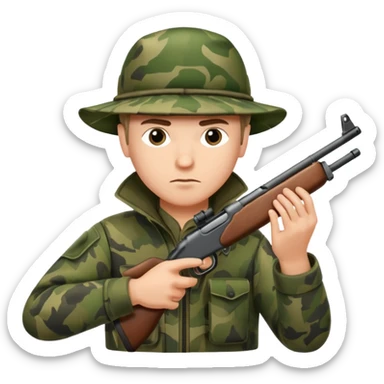 man hunter aiming a rifle, minimal background sticker