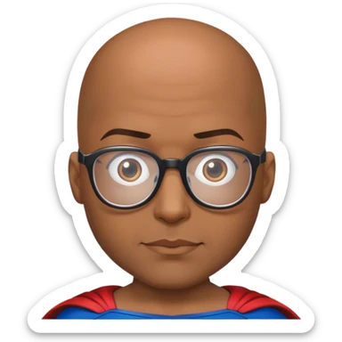 Brown skin superman bald with glasses sticker