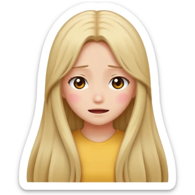 anime style emoji of a girl with long hair, back turned, blushing, covering face sticker