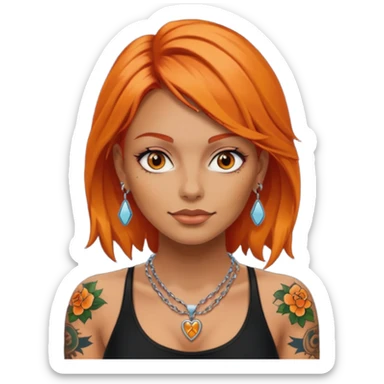 Tattooed woman with orange hair sticker