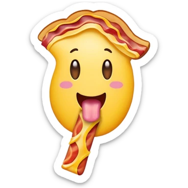 tongue out emoji holding a bacon strip sticker