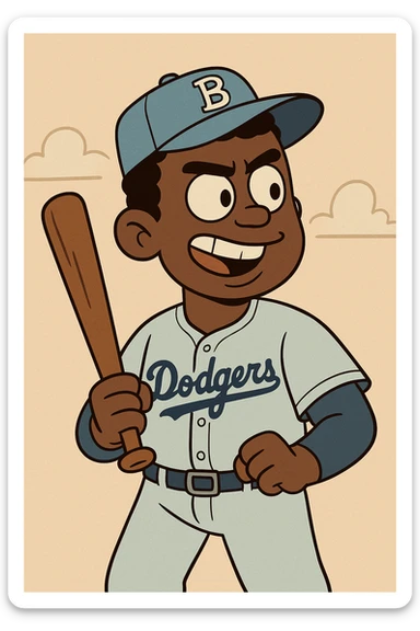 Light blue Little people pictures a boy Jackie Robinson Witam by 20 Label Sanches Vegas Mustined by Linzie Heater sticker