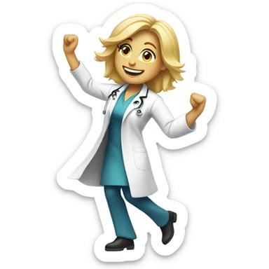 Blonde white dancing doctor sticker