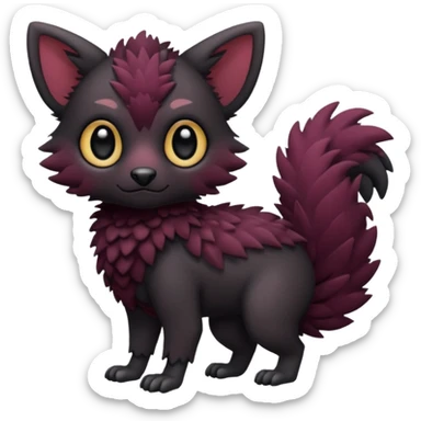 Cute adorable black Trico-hybrid-creature dark burgundy (full body) sticker