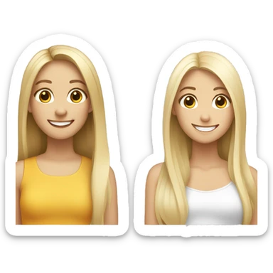 smiling girls with long hair a brunette and blonde  sticker