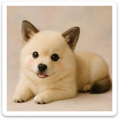 Create a photorealistic image of the chiikawa character lying down with a subtle pastel background. Maintain the photorealistic style and soft color tones. sticker