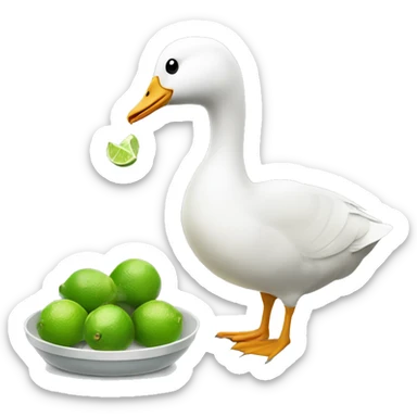 Goose eating a bowl of limes  sticker