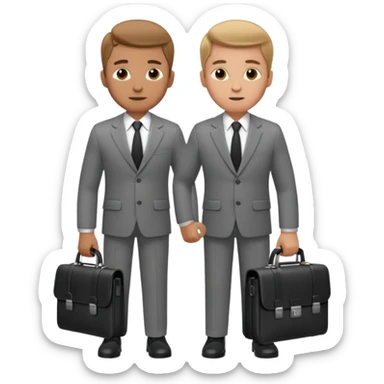 man in a gray suit, holding briefcase sticker