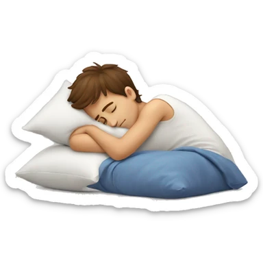 Brown hair boy sleeping on pillow sticker