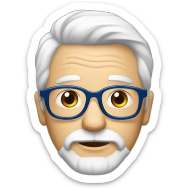 Abuelo con barba blanca y lentes azules, pelo blanco sticker