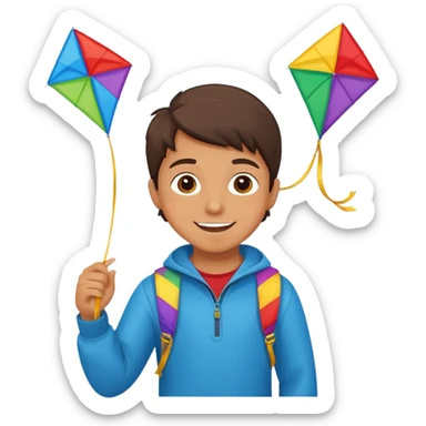 kid with kite sticker