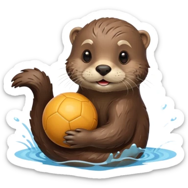otter with ball and water sticker