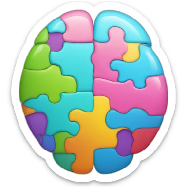 brain divided to the 4 colorful puzzles sticker