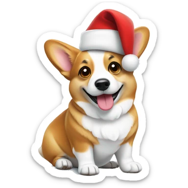 Corgi with Santa hat sticker