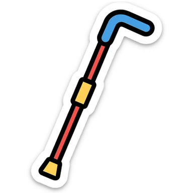 bastón para baja visión con detalles claros, icono color con contornos negros sticker