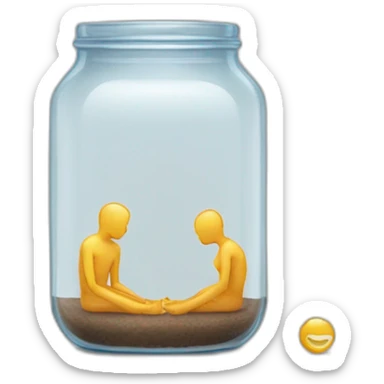 human ankles standing on the floor with an empty transparent jar between them,outside,to the left and to the right,front view sticker