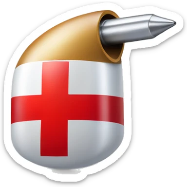 bullet at 45 degree angle with a red cross over the top of the image of the bullet. sticker