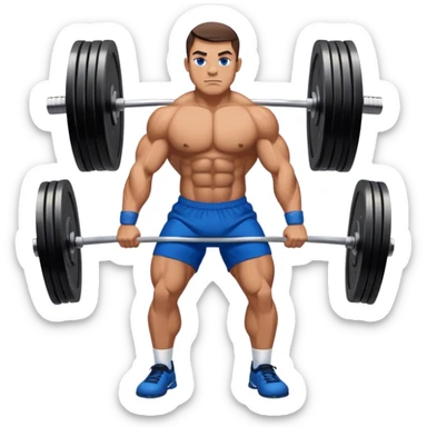 powerlifter with blue shorts perfoming deadlift sticker