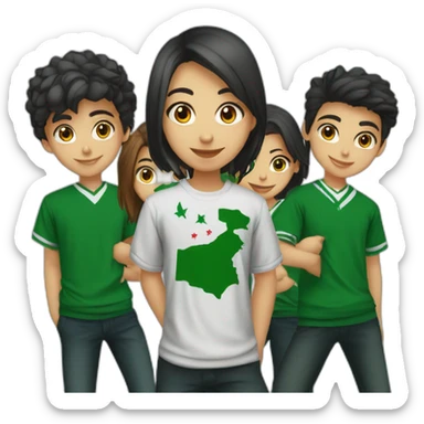 Algerian student club of 7 members (3 boys and 4 girls) with dark green shirt sticker