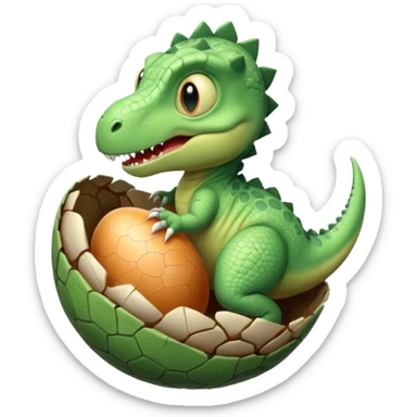 dinosaur coming out of egg sticker