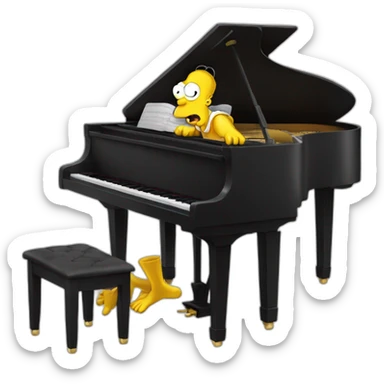 Homer simson doing piano with his feets sticker
