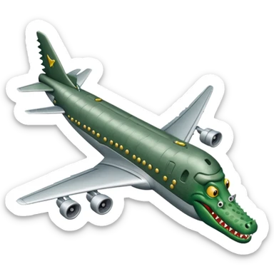Un avions com cara de cocodrlilo i el cuerpo gris sticker