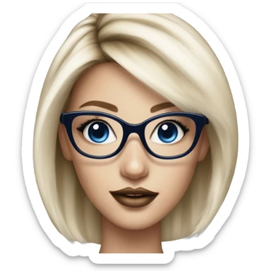 Hyper Realistic beautiful dior model with dark blue eyes glasses and stylish hair  sticker