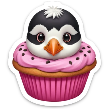 pink puffin that is pink, eating a muffin that is pink sticker