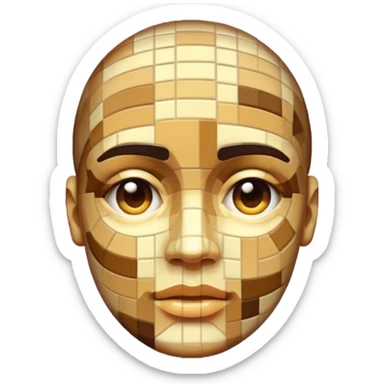 3D render of Pixelated Face, digital glitch art aesthetic, data corruption visual, human face blurred with skin-tone mosaics, pixelated distortion, emoji style, isolated on white background --v 6.0. sticker