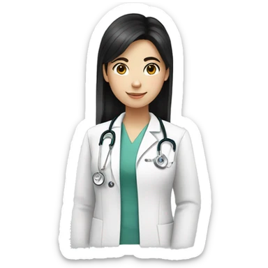 a teenager doctor student white skin, black hair sticker