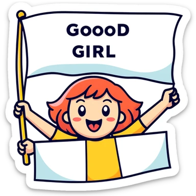 Tongue out 😘 with a banner that says good girl sticker
