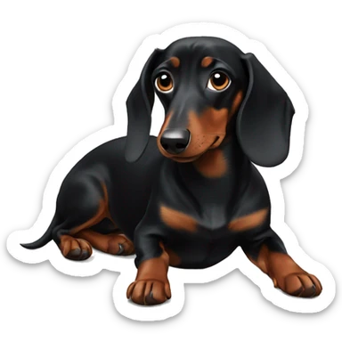 full black dachshund  sticker