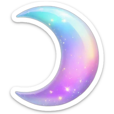 Pastel iridescent rainbow crystal crescent half moon sticker