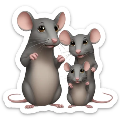 a rat family of 4 sticker