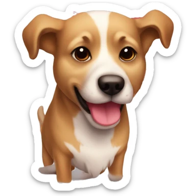 Perro enamorado con muchos besos y corazones  sticker