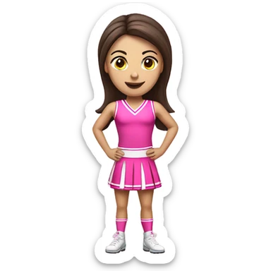 Brunette Caucasian cheerleader in pink, full body sticker