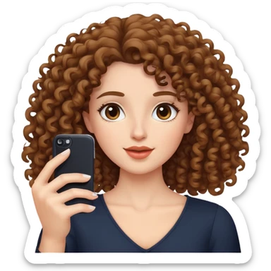 woman taking a selfie, curly hair sticker