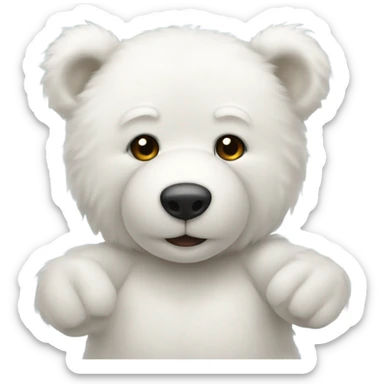 white teddy bear with a boe sticker