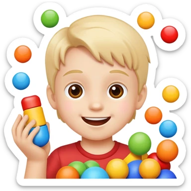 Happy kid playing with toys sticker